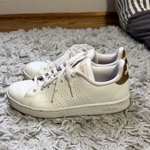 Adidas Women's White and gold Sneakers